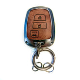 Toyota Yaris Metal Key Shell With Brown Leather Cover 2020-2021