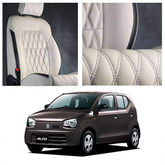 Suzuki Alto Diamond Cut Beige Black Seat Covers - Model 2019-2021