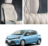 Toyota Vitz Diamond Cut Beige Black Seat Covers - Model 2014-2021