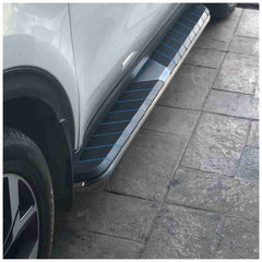 Side Steps Running Boards Nerf Bars Aluminum Rails Black with Blue Lines Version 4 for KIA Sportage 2019 to 2020