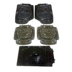 Crystal Universal Silicone Floor Mats Black Taiwan Mix Design 5 Pcs - |Rubber Floor Mats | Car Mats | Vehicle Mats | Foot Mat For Car