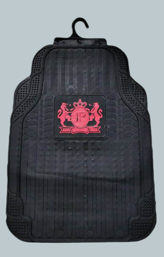 JP Universal PVC Rubber Floor Mat Black Red Mix Design 5 Pcs - Rubber Floor Mats | Car Mats | Vehicle Mats | Foot Mat For Car