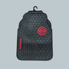 Nissan Universal PVC Rubber Floor Mat Black Red Mix Design - 5 Pcs - Rubber Floor Mats - Car Mats - Vehicle Mats