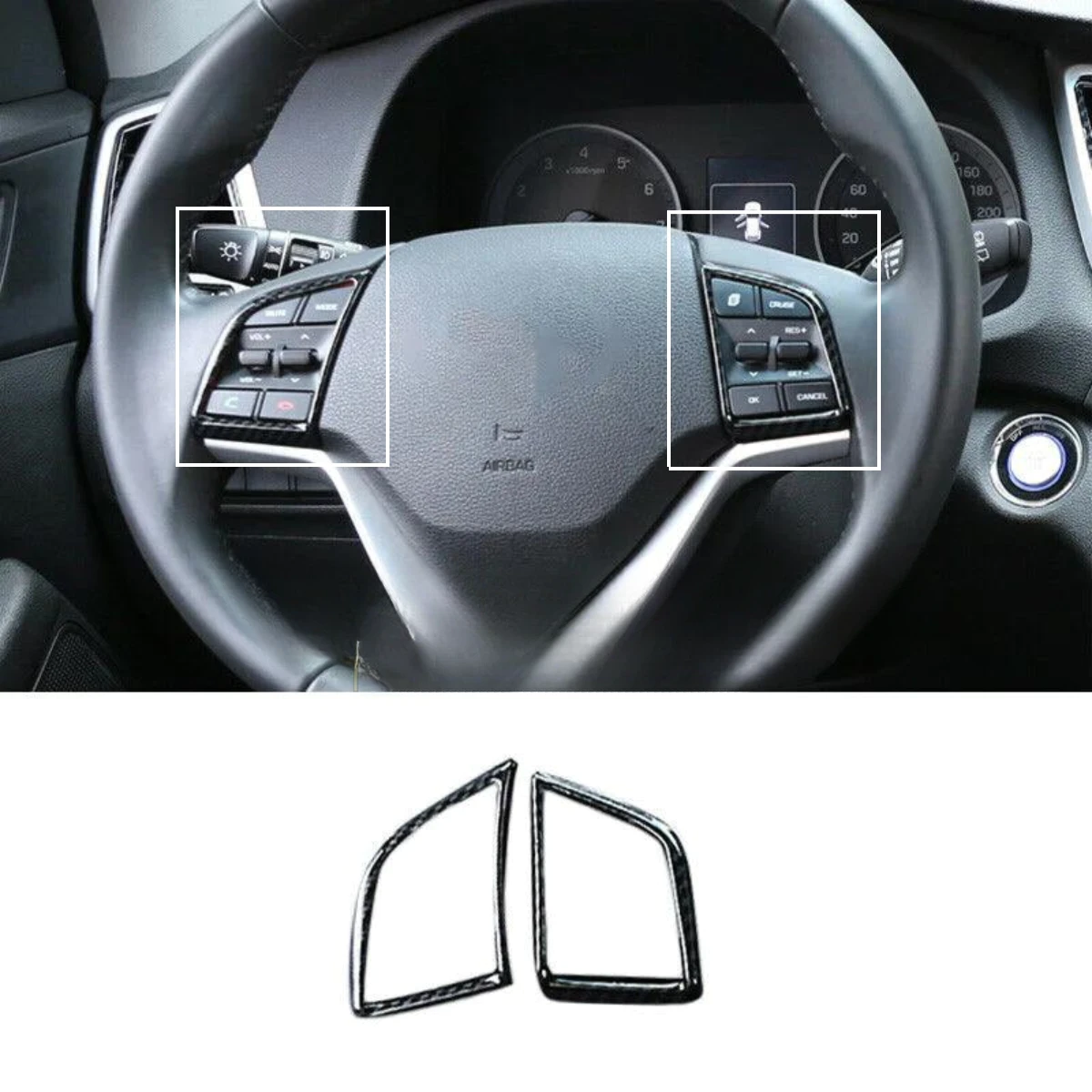 Hyundai Tucson Steering Wheel Trims Multimedia Carbon Fiber – Model 2020-2021