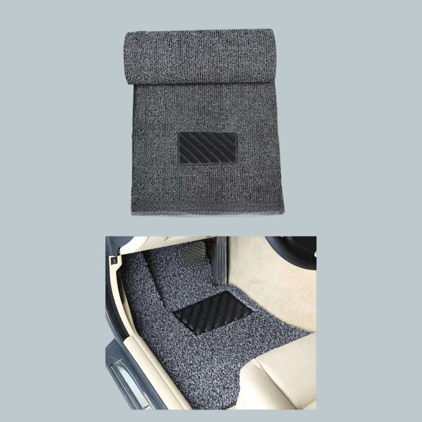 Universal Fur Grass Floor Mat Roll Adjustable Black with Gray - Vehicle Mats | Foot Mat For Car