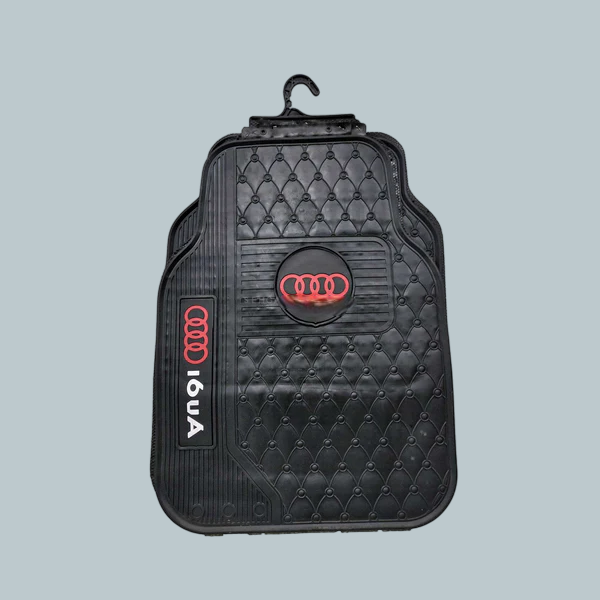 Audi Universal PVC Rubber Floor Mat Black Desing B Mix Design 5 Pcs - PVC Floor Mats | Car Mats | Vehicle Mats | Foot Mat For Car