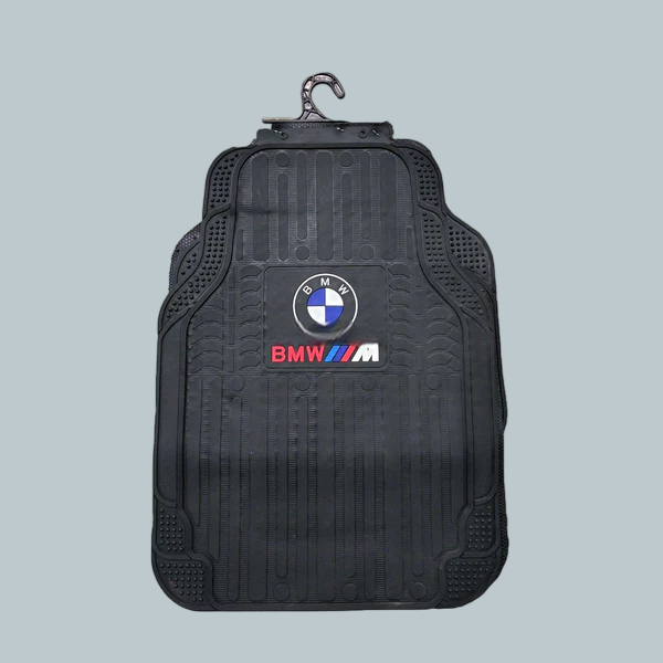 BMW Universal PVC Rubber Floor Mat Red and Black Mix Design 5 Pcs - Rubber Floor Mats | Car Mats | Vehicle Mats | Foot Mat For Car | Latex Mats