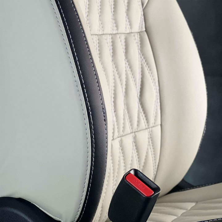 Suzuki Mehran Diamond Cut Beige Black Seat Covers - Model 1988-2021