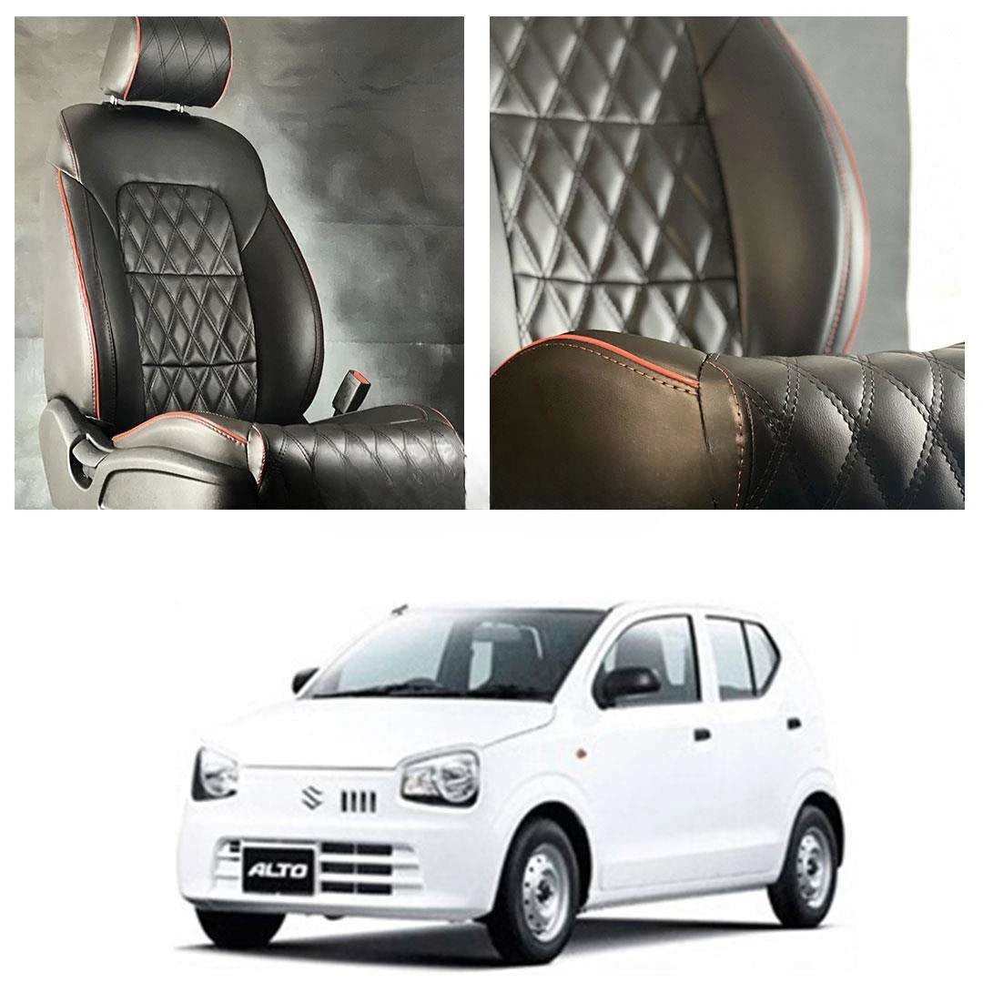 Suzuki Alto Diamond Cut Black Red Seat Covers - Model 2019-2021