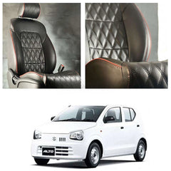 Suzuki Alto Diamond Cut Black Red Seat Covers - Model 2019-2021