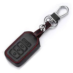 Honda Civic Black Leather Key Cover 4 Button with Key Chain Ring – Model 2016-2021