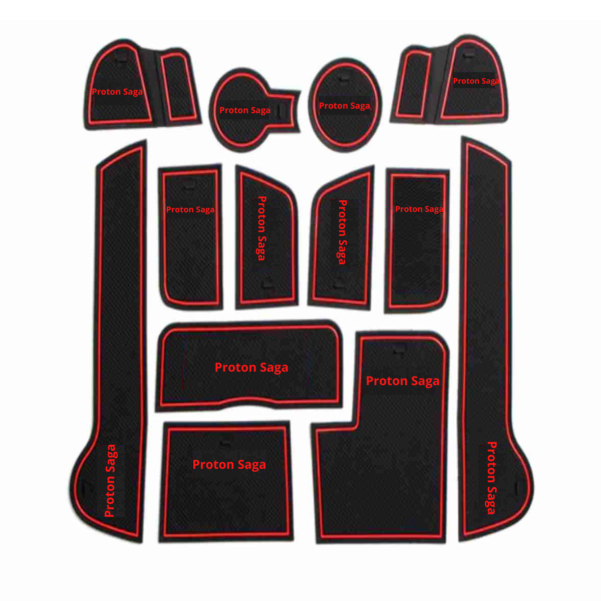 Proton Saga PVC Non Slip Interior Mats Red – Model 2021-2022
