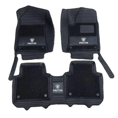 Proton Saga 10D Floor Mats Black With Black Grass 3 Pcs – Model 2021-2022