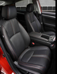 Japanese Leather Type Seat Cover Custom Design Custom Fitting Honda Civic 2018-2020 Black Colour Red Stitch Red Border 12 Pcs/Set