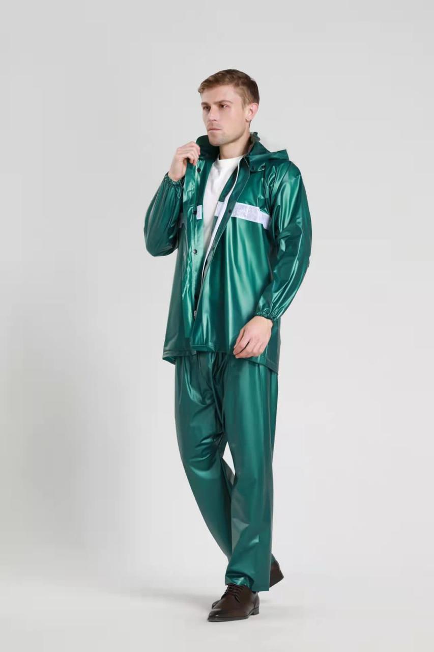Rain Suit | China PVC Glitter Green waterproof Rain Suit (free size)