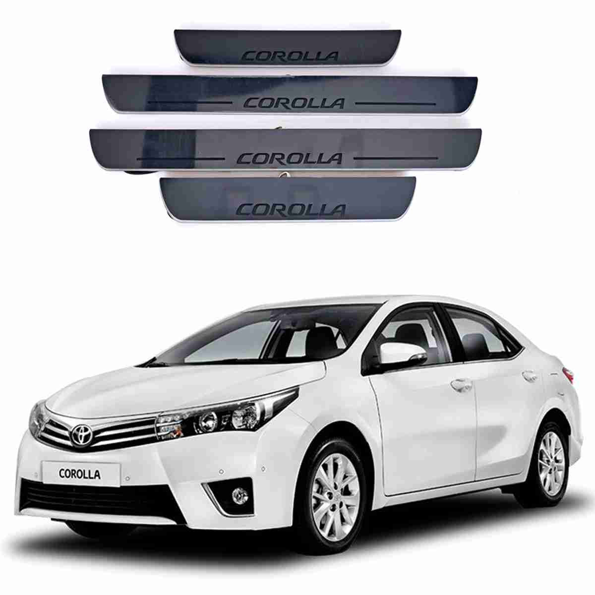 LED Door Sill Protector Plates – Door Sill Scuff Plate Cover Trim Style B – 4 Pcs for Toyota Corolla 2014 to 2017