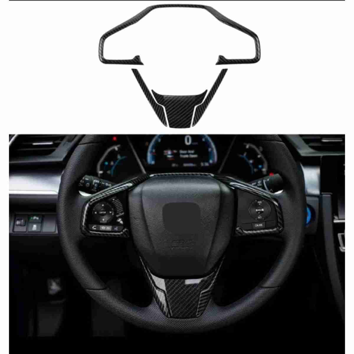Carbon Steering Wheel Cover For Civic 2016 to 2019