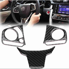 Carbon fiber Steering Multimedia 3Pcs For Honda Civic 2016 to 2021