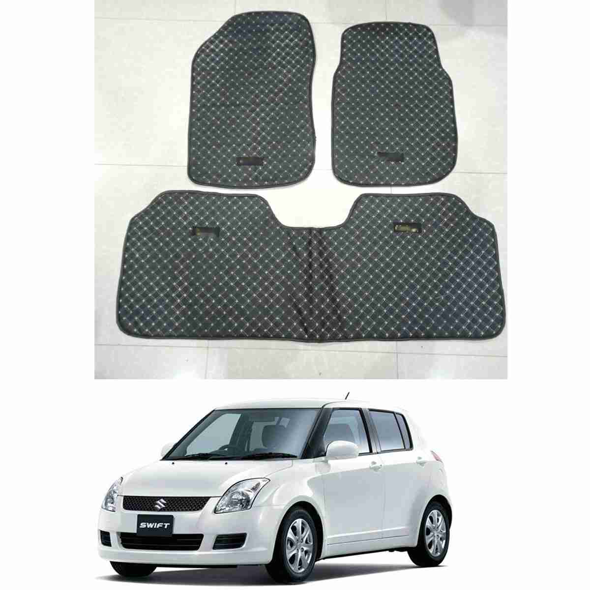 7D Floor Mats Plain Black For Suzuki Swift 2016 to 2021