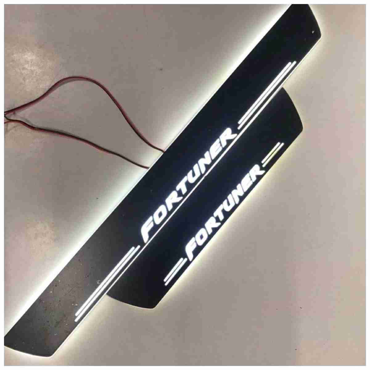 LED Door Sill Protector Plates – Door Sill Scuff Plate Cover Trim 4 Pcs for Toyota Fortuner 2017