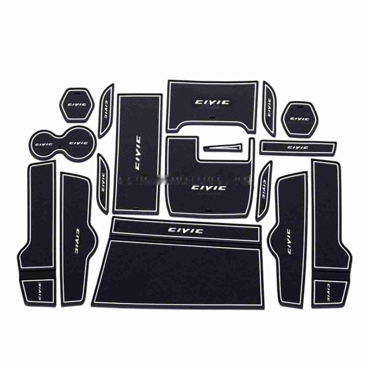 Non Slip PVC Mats For Honda Civic White 2016-2020