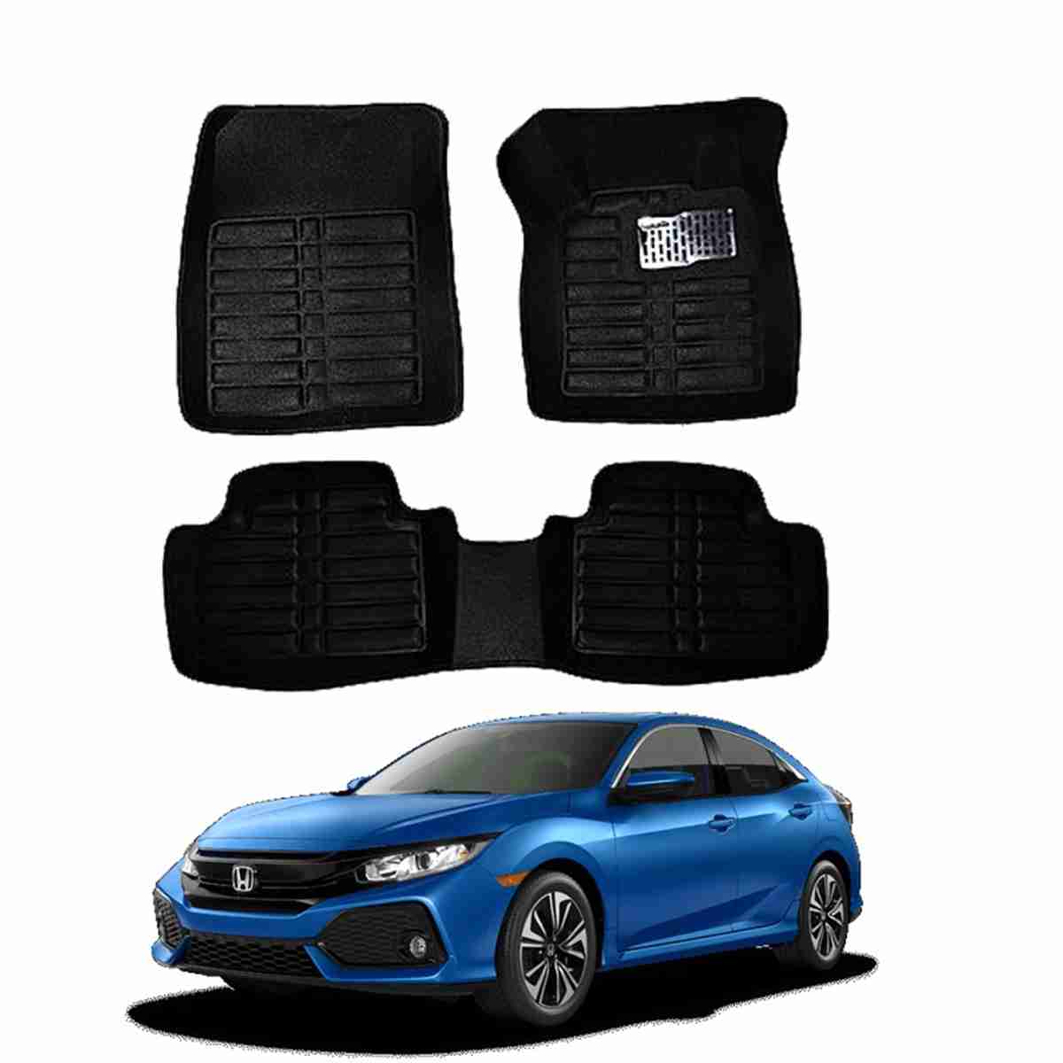 5D Floor Mats Black For Honda Civic 2003 to 2012