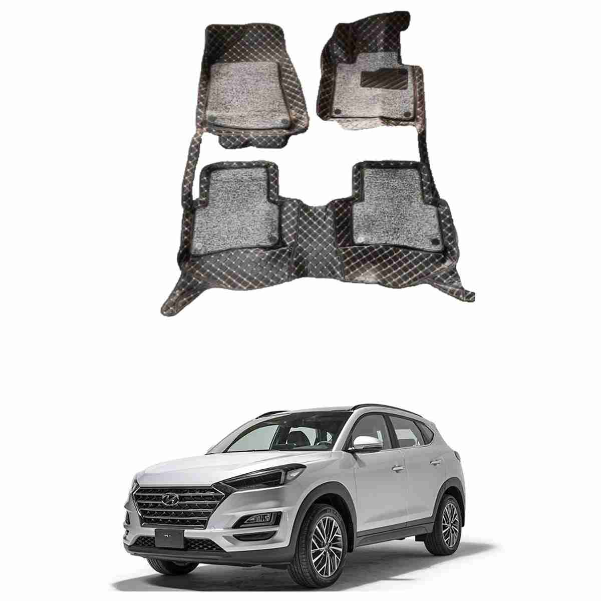 9D Floor Mats Black With Grey Grass for Hyundai Tucson 2020 to 2021