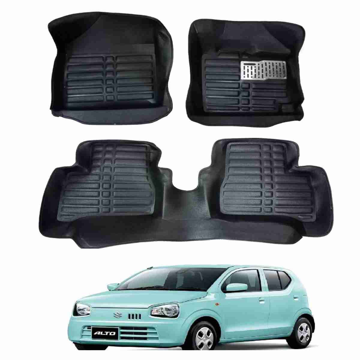 5D Floor Mats Black For Suzuki Alto 2019 to 2021
