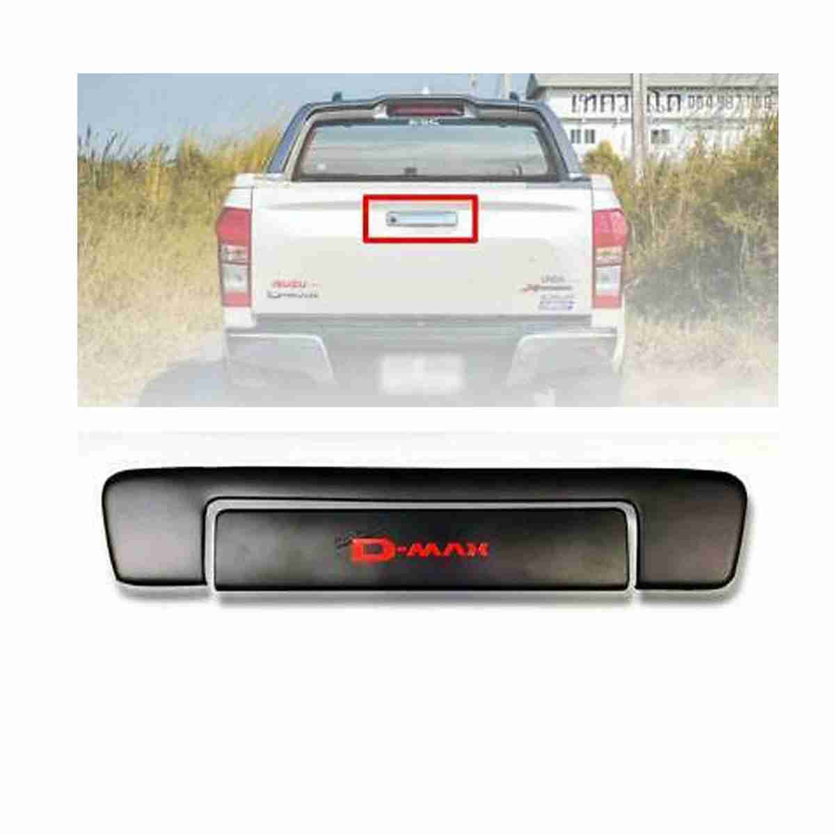Black Rear Tailgate Handle Cover Red Logo For Isuzu D-Max 2018 to 2021