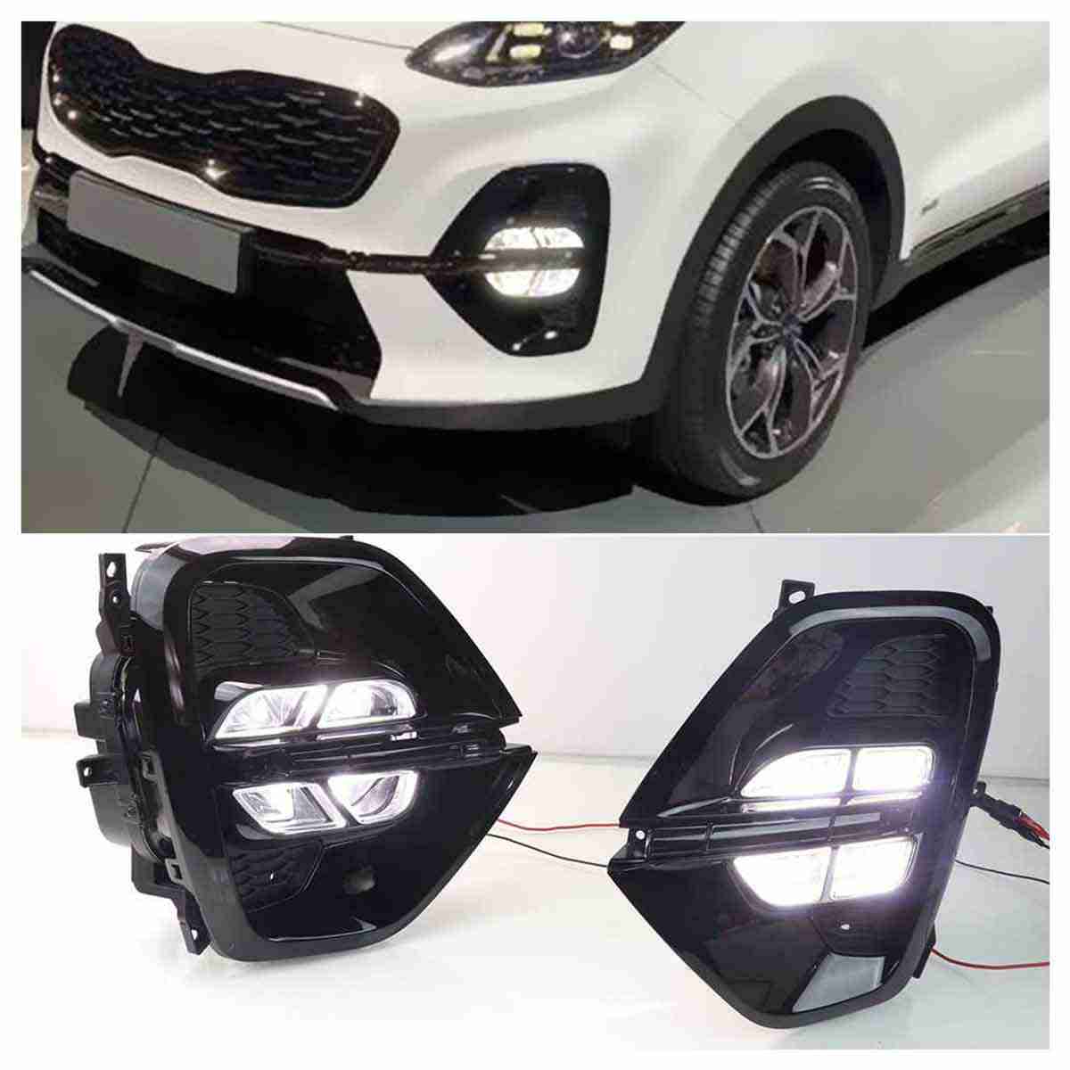 LED Fog Lamps DRL Covers For KIA Sportage 2019 to 2021