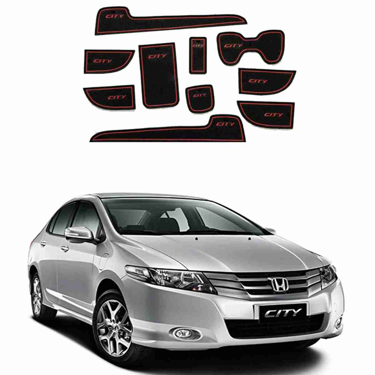 Non Slip PVC Mats in Red Color for Honda City 2009 to 2020