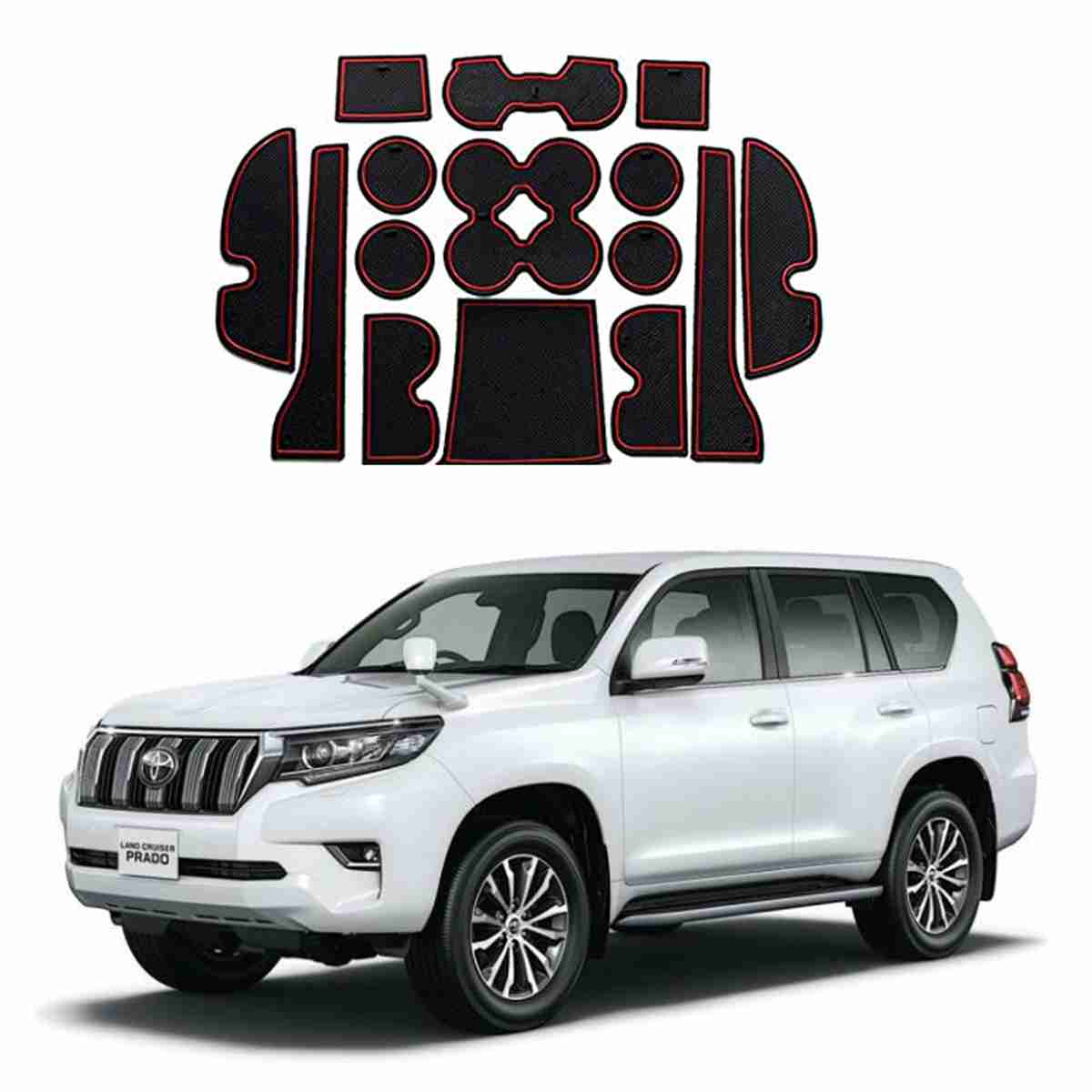 Non Slip PVC Mats in Red Color for Toyota Prado FJ150 2009 to 2019