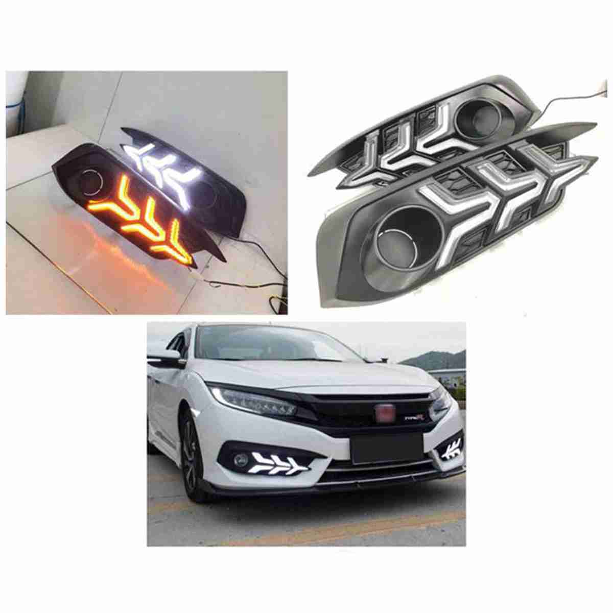 Arrow Style V3 DRL Version 2 Fog Lamp Cover for Honda Civic 2016 to 2020