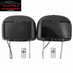 Dual Universal Vehicle Headrest Monitor – 7in Adjustable Almani Car Mount Multimedia Entertainment Display Screens for DVD Player and Video Games with Wireless IR Transmitter for Headphones